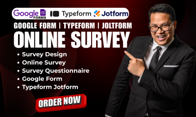 I will design a survey questionnaire using Google Form, Typeform for market research