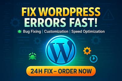 I will urgently fix WordPress errors, troubleshoot issues, customize website, and repair forms