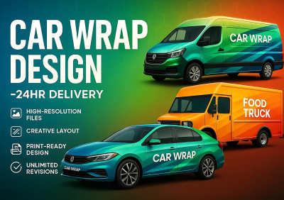 I will design car wrap, van wrap, food truck wrap, vehicle graphics with 24hr delivery