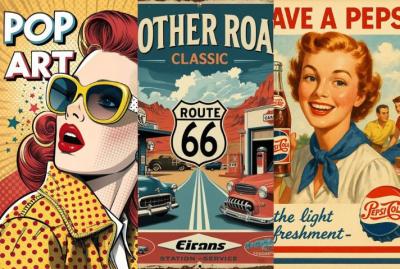 I will design vintage retro movie poster, modern 50s film poster, travel music flyer