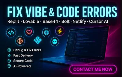 I will fix vibe code errors debug replit lovable base44 bolt netlify cursor ai supabase