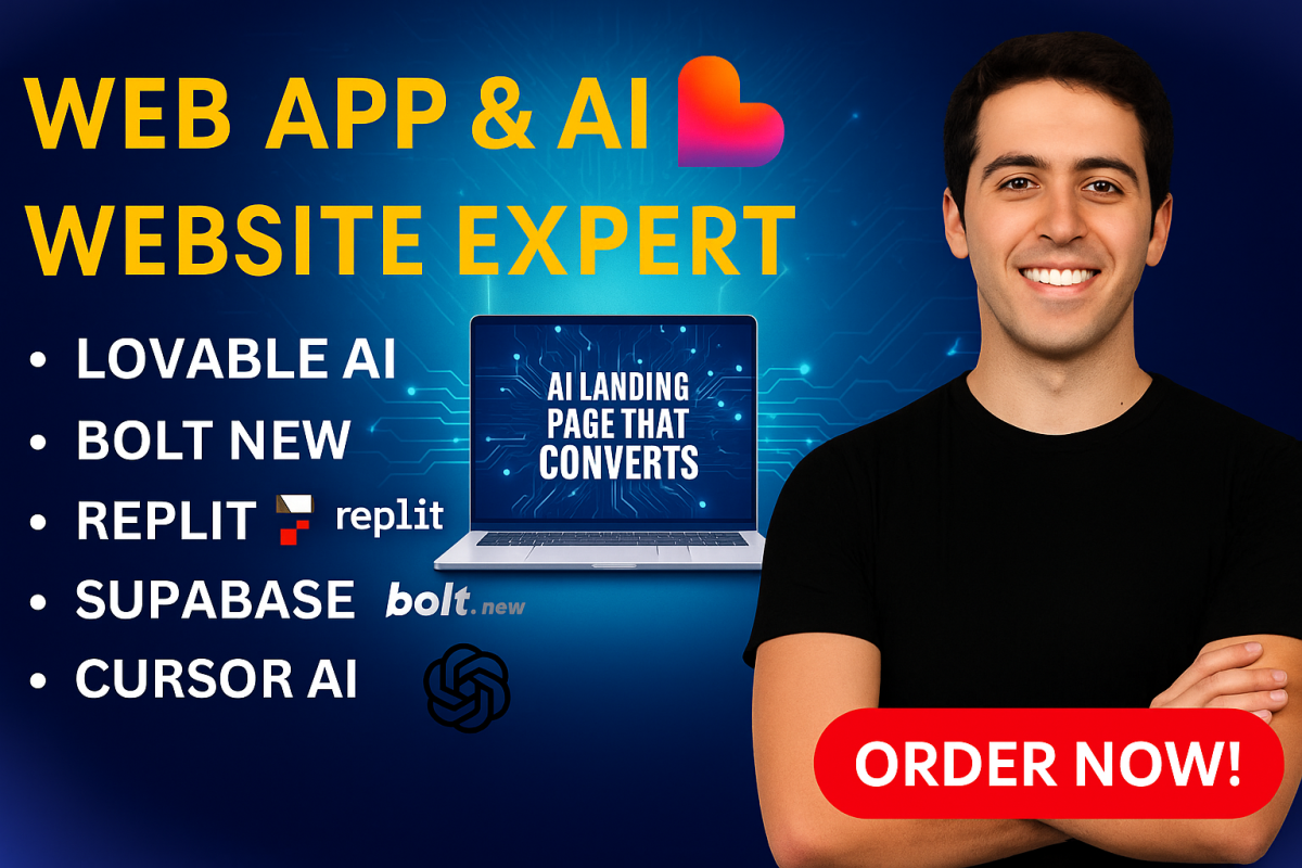 I will build fix replit, lovable, VO, Cursor AI, Bolt New, AI web app, SaaS, smart UI