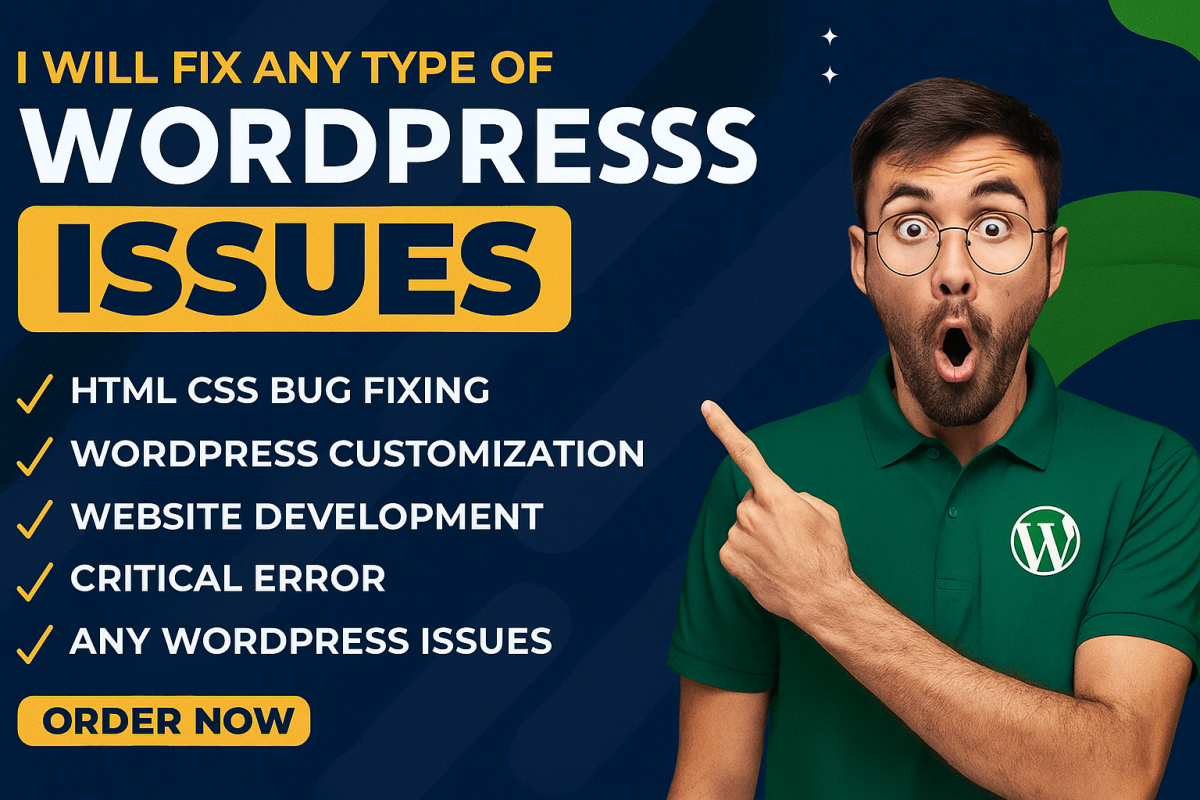 I will do WordPress website, WordPress fix, WP error fix, issues, bug, WooCommerce fix