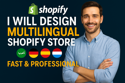 I will design and redesign Shopify store in Arabic, German, Spanish, Dutch, and English