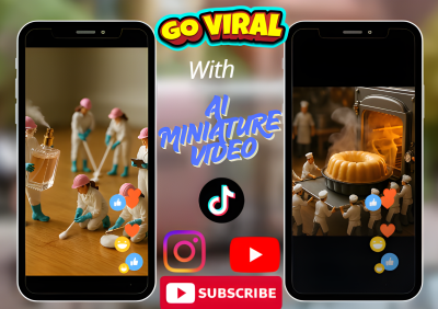 I will create AI miniature videos, mini workers, mini chef AI product, AI health videos