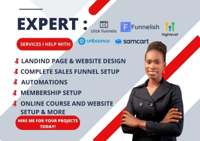 I Will Design Landing Page on Replo, OptimizePress 3, Leadpages, Unbounce, GHL Sales Funnel