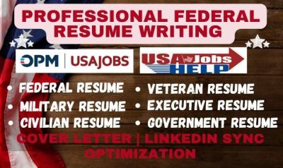 I will write ATS Federal Resume for USAJOBS Military Government Executive Resume Writing