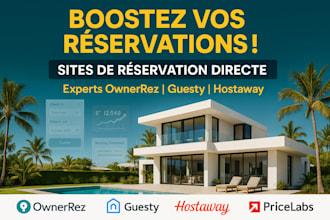 I will créer un site de réservation directe avec ownerrez guesty hostaway hospedarse