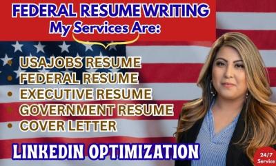 I will write 2 page federal resume, USAjobs resume, executive and government resume