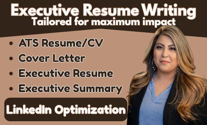 I will write professional executive resume ATS resume cover letter and LinkedIn profile