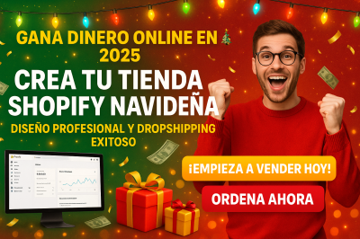 I will tienda Shopify navideña festiva, sitio web de Navidad y tienda online dropship