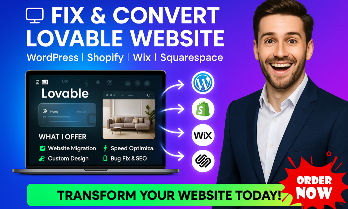 Convert Lovable Website to WordPress, Shopify, Wix, Squarespace – Fix Lovable Webs
