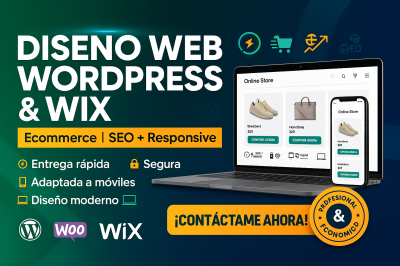 I will crearé una tienda online con WordPress, Wix, WooCommerce rápida, moderna y económica