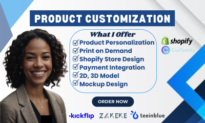 I Will Set Up Customily, Kickflip, Teeinblue, Zakeke, 2D & 3D Products in Your Shopify Store