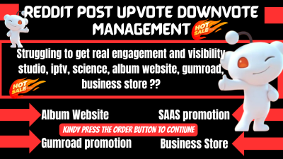 I will promote studio, science album website Gumroad business store with Reddit article