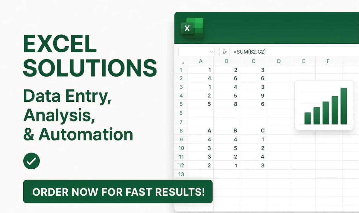 I Will Do Excel Spreadsheet Data Entry, Analysis, Macros, and VBA for Google Sheets