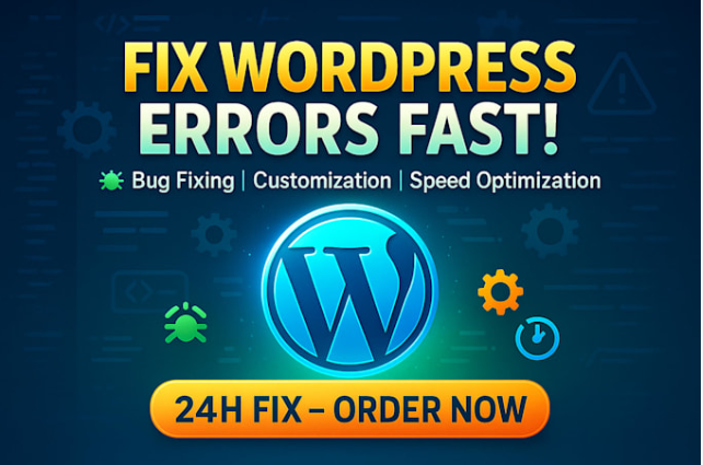 I Will Urgently Fix WordPress Errors, Troubleshoot Issues, Customize Website, and Repair Forms