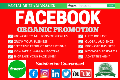 I will organic Facebook business page promotion, and advertising for the US, and UK traffic