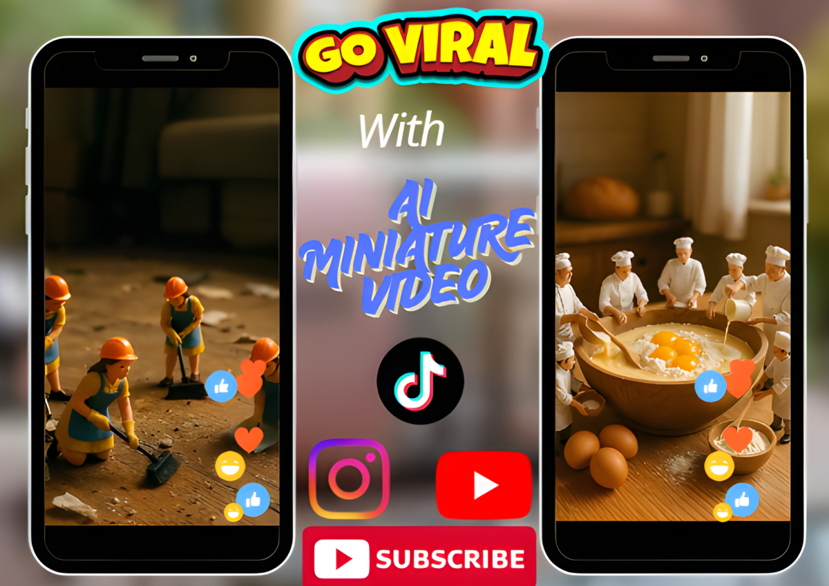 I will create AI miniature videos, mini workers, mini chef AI product, AI health videos
