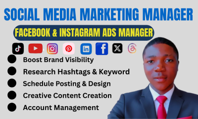 I will be your Social Media Marketing Manager and Content Creator