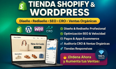 I will diseño rediseño tienda Shopify WordPress CRO auditoría ventas orgánicas Woo