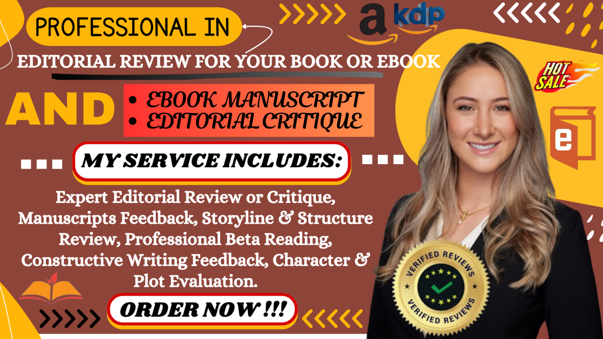 I will write a professional editorial critique for your book or ebook on Amazon