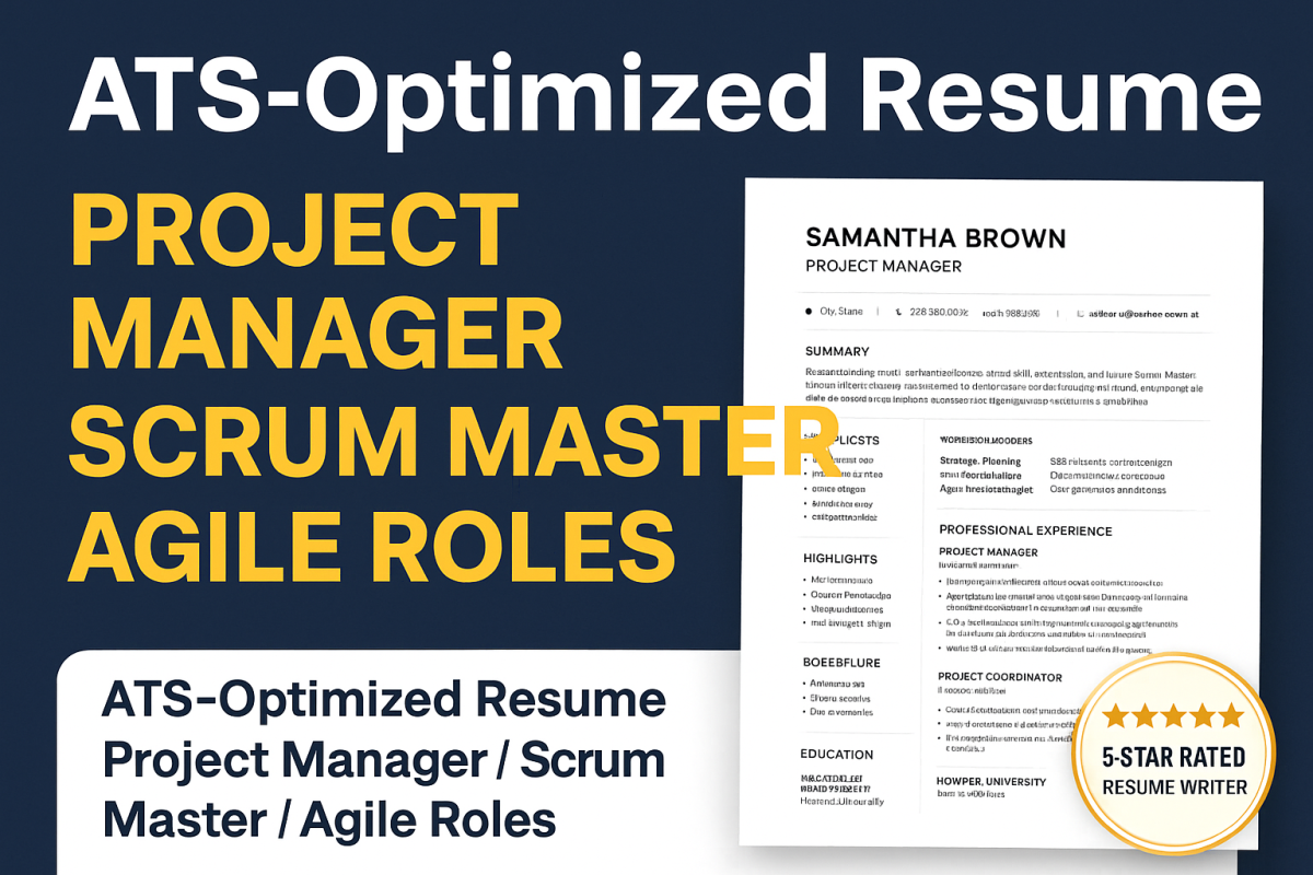 I will write you a professional project management or Scrum Master resume
