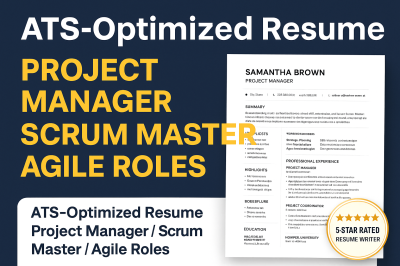 I will write you a professional project management or Scrum Master resume