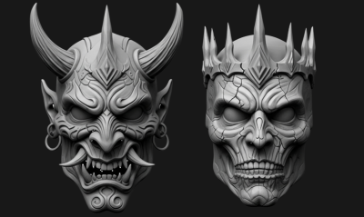 I will sculpt custom 3D mask, 3D helmet, Halloween mask, full body armor, and 3D sword