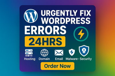 I will urgently fix WordPress errors, hosting, domain, email, malware, hacked sites in 24hrs