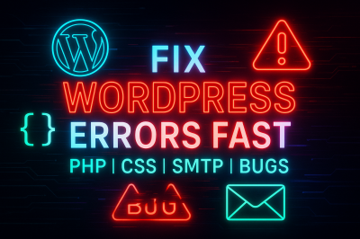 I will urgently fix any WordPress error PHP HTML CSS bug fix email SMTP fix malware fix