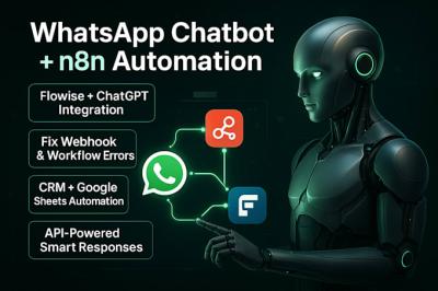 I will WhatsApp Business API WhatsApp Chatbot fix n8n workflow WhatsApp chatbot Flowise
