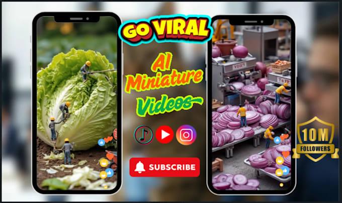 I will create AI miniature videos, mini workers, mini chef, AI product, AI health videos