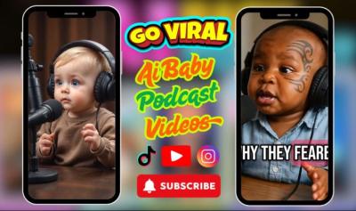I will create viral AI Baby Podcast Video AI News Baby Ur Look Like Baby Podcast Video