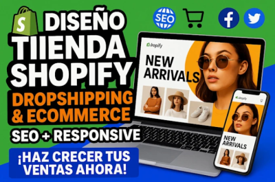 I will diseño de tienda Shopify, dropshipping e-commerce y creación de sitio web