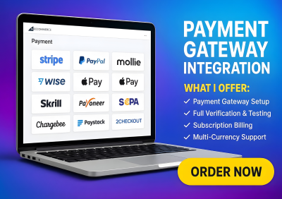 I will integrate Apple Pay, Payoneer, PayPal, SEPA, Klerna, Paystack, Mollie, Skrill, Stripe