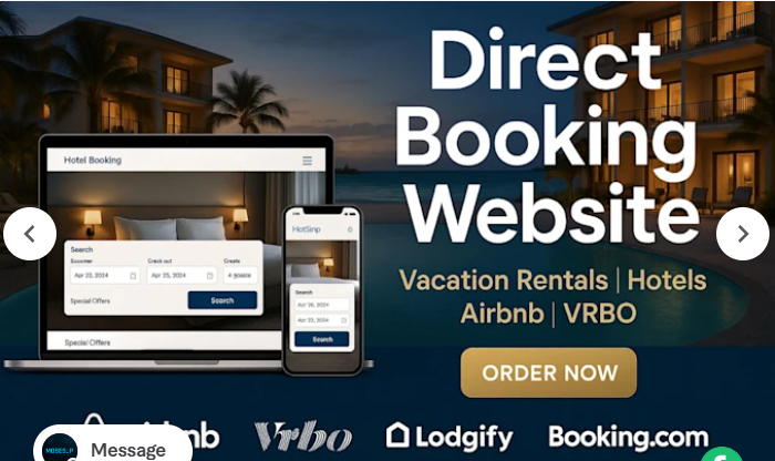 I will build vacation rental direct booking website for Airbnb, Vrbo, Lodgify integration