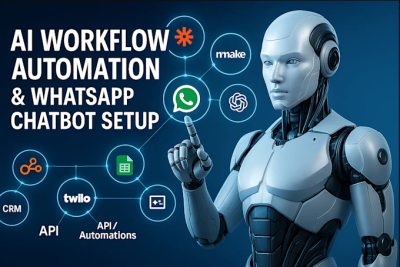I will build AI chatbot workflow automation n8n zapier custom WhatsApp chatbot AI agent