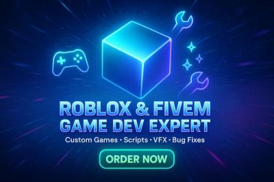 I will roblox scripter, full game creation, builder roblox vfx, fivem server bugs fix