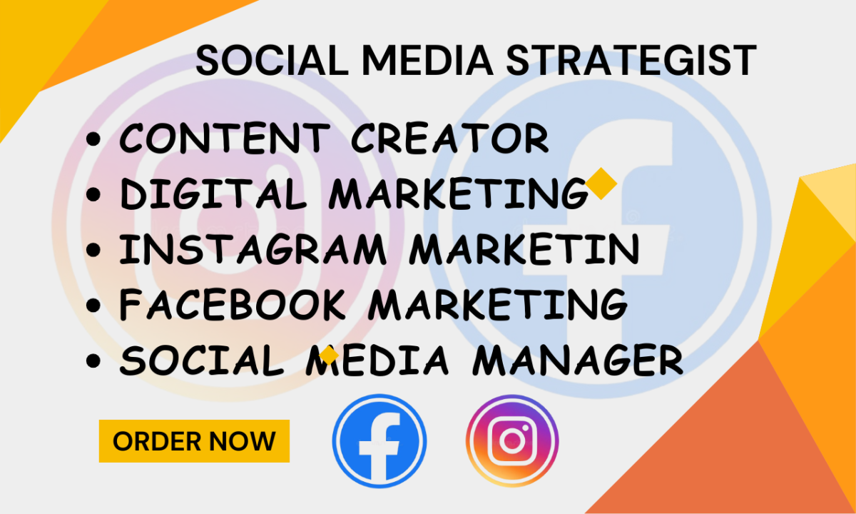 I will be Social Media Manager Expert Strategist for Instagram Facebook Marketing