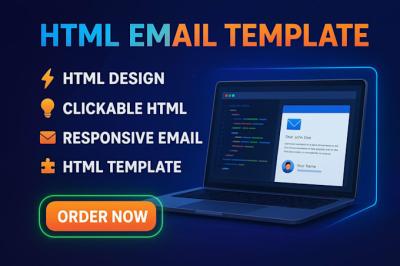 I will build a responsive HTML email template with clickable signature