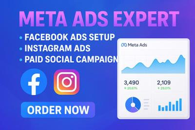 Will Setup and Manage Meta Ads, Facebook Ads, Instagram Ad Campaigns, Paid Social Ads