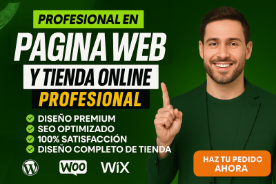 I will crearé tu página web y tienda online profesional en WordPress, WooCommerce y Wix