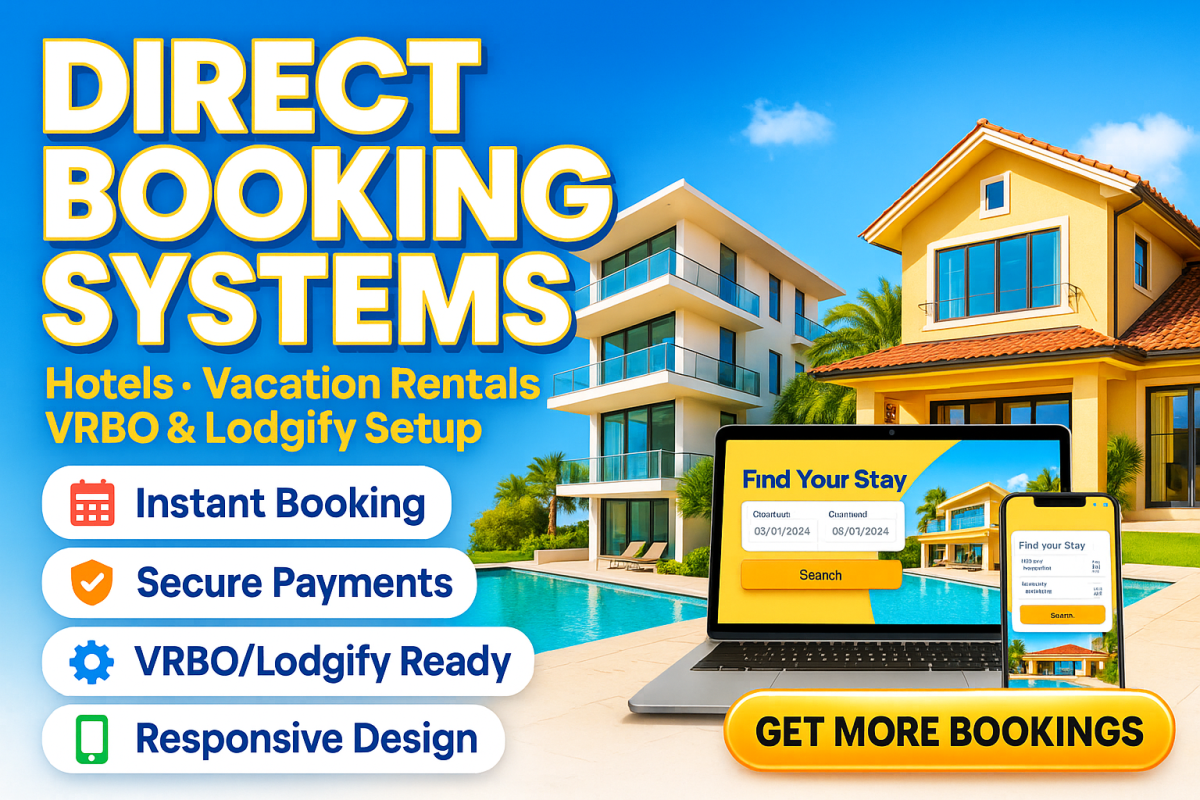 I will build direct booking hotel website for OwnerRez, Lodgify, Vrbo, Airbnb & Tourism