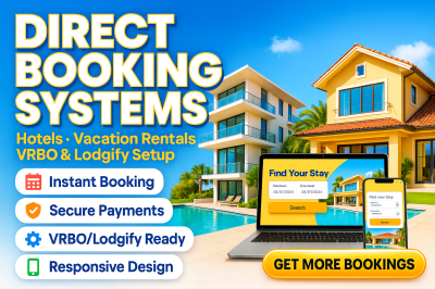 I will build direct booking hotel website for OwnerRez, Lodgify, Vrbo, Airbnb & Tourism