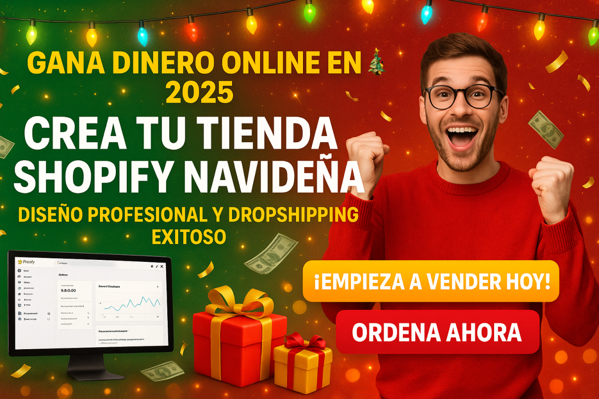 I will tienda Shopify navideña festiva, sitio web de Navidad y tienda online dropship