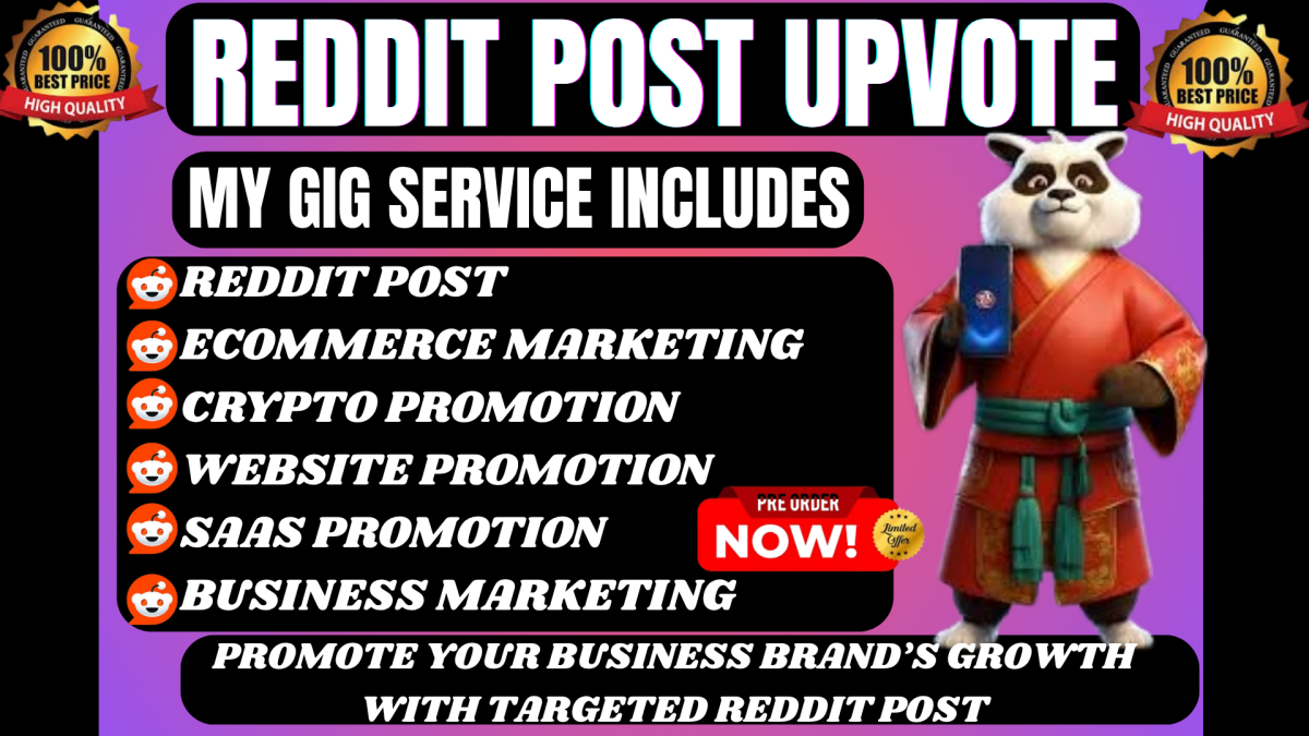 I will do Reddit post upvote for SaaS business, eCommerce, crypto, AI, website promotion