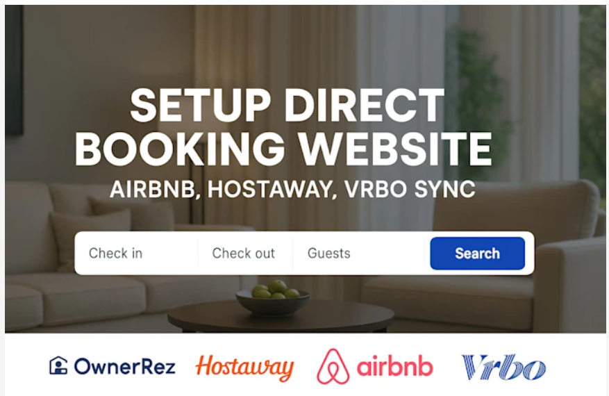 Setup Direct Booking Website with Ownerrez, Guesty, Hostaway, Hostfully for VRBO & Airbnb