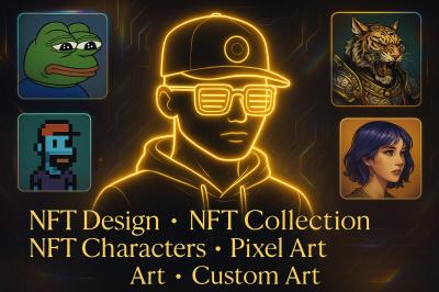I will create AI NFT design, custom NFT collection, meme art, pixel character art