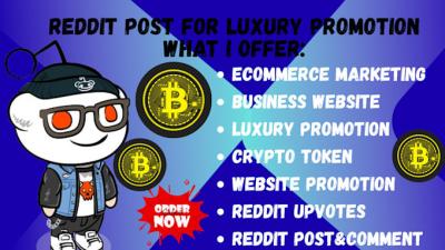 I will do Reddit post upvote for SaaS, crypto, token, eCommerce, business, website marketing